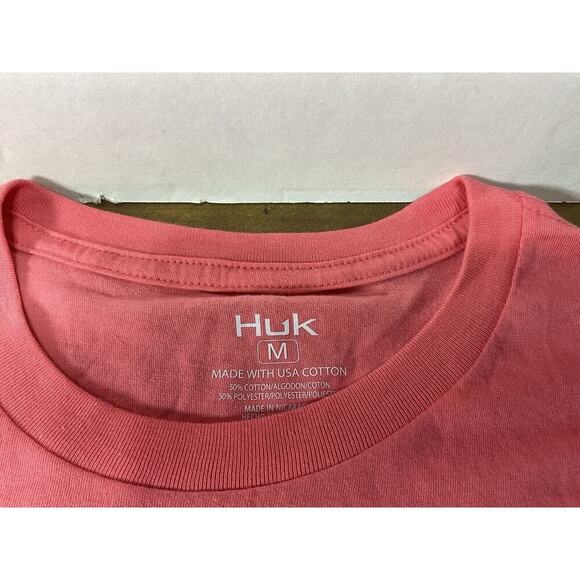 HUK Fishing T-Shirt Ocean Coral USA Flag ss Crewneck Relaxed Fit Mens Medium - Picture 3 of 8